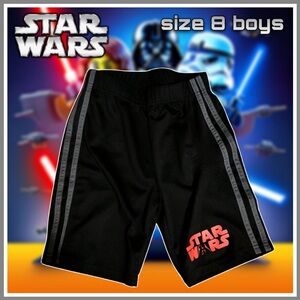 youth STAR WARS black athletic SHORTS size 8